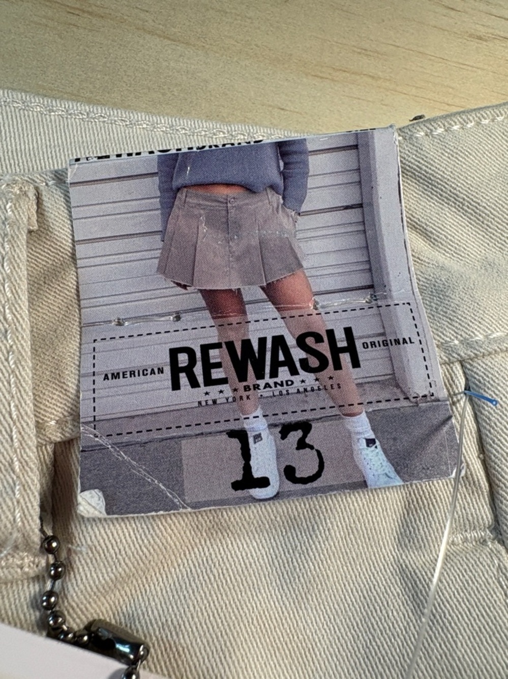 Rewash Pleated Mini Skort Tan Raw Edge Sz 13 NWT - Picture 3 of 12